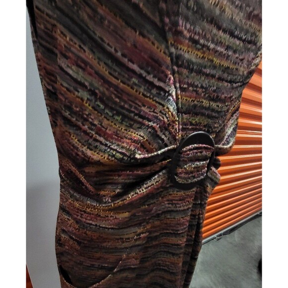 David Meister Multi-Color Knit Cap Sleeve Pocket Gathered Sheath Dress Women 14 - Picture 5 of 8